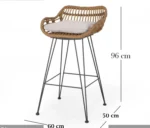 ⁦كرسي بار رتان بامبو مع حديد إليكتروستاتيك تصميم عصري⁩ - الصورة ⁦4⁩