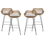 ⁦كرسي بار رتان بامبو مع حديد إليكتروستاتيك تصميم عصري⁩ - الصورة ⁦5⁩