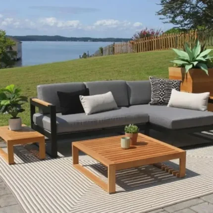 ركنه حديد ستيل وخشب طبيعي موسكي مودرن | اثاث معدني مقاوم للصدأ