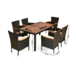 ⁦كراسي سفرة مودرن طقم 6 كراسي وترابيزة رتان بني⁩ - الصورة ⁦3⁩