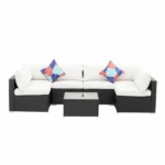 ⁦جلسات خارجية للمنازل من الرتان الأسود والأوف وايت | اثاث خارجي مودرن⁩ - الصورة ⁦3⁩