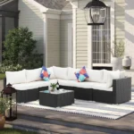 ⁦جلسات خارجية للمنازل من الرتان الأسود والأوف وايت | اثاث خارجي مودرن⁩ - الصورة ⁦4⁩