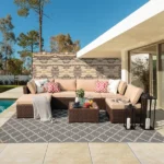 ⁦جلسات خارجية للمنازل من الرتان البني بتصميم بيج أنيق | اثاث خارجي مودرن⁩ - الصورة ⁦5⁩