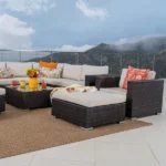 ⁦جلسات خارجية للمنازل من رتان بيور باللون الأسود والذهبي – أثاث خارجي عصري⁩ - الصورة ⁦6⁩