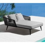 شازلونج بحر أسود ورمادي ضد الماء بمقاسات 185×125