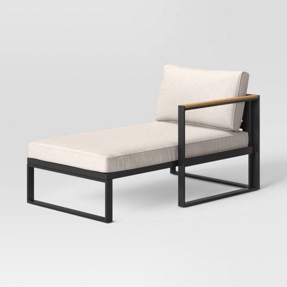 STSF2-ENV كراسى حديد مودرن شازلونج خارجي أسود وأبيض كتان ووتر بروف 200 سم - الصورة 1