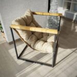 كراسى حديد مودرن ستيل وكتان أسود وبيج 65×70 مصنع مباشر