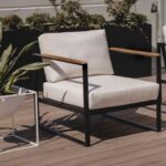 كراسى حديد مودرن ستيل 80×80 أسود وبيج واتربروف فاخر