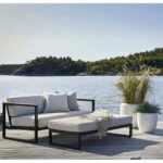 كراسى حديد مودرن طقم خارجي أسود كنبة 190 سم