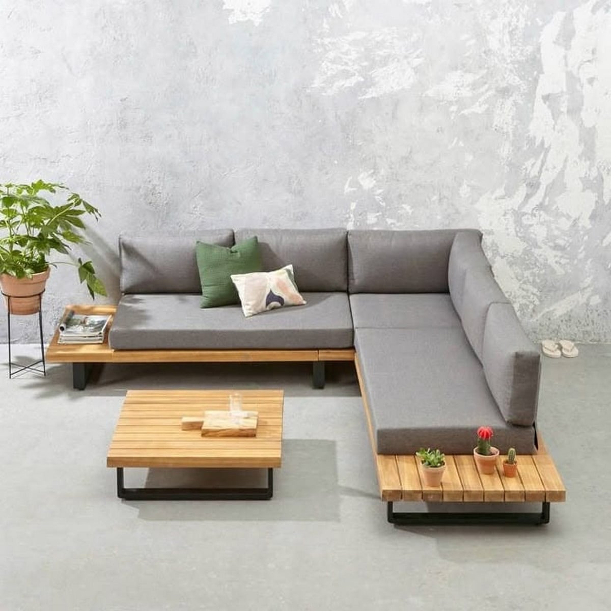 ALEOUT73031-ENV (1) اثاث خارجى معدنى ركنة ستيل مودرن 260سم اسود ورمادي - الصورة 1