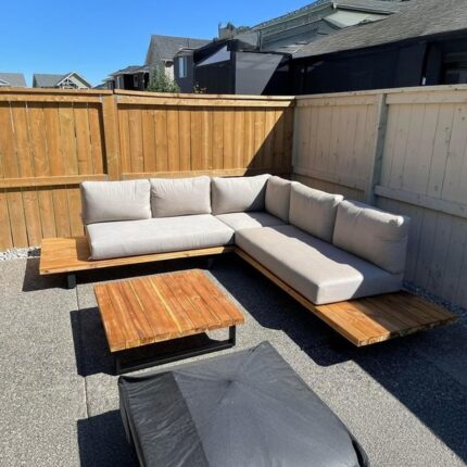 اثاث خارجى معدنى طقم ستيل مودرن 270سم اسود اوف وايت