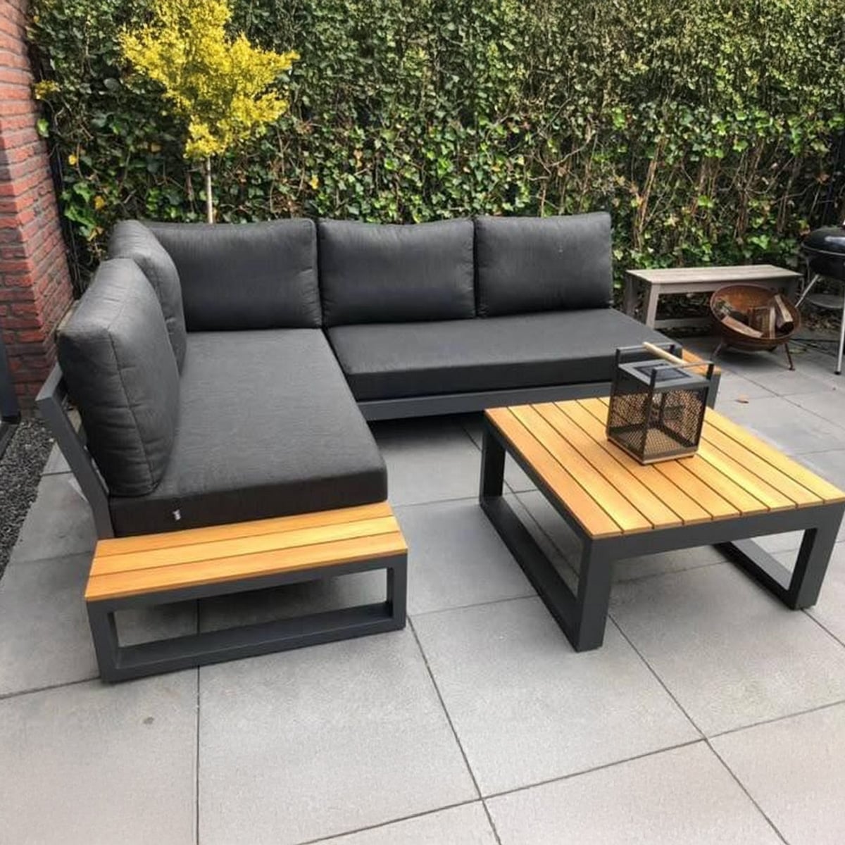 STSF12-ENV اثاث خارجي معدني طقم ستيل ووتر بروف مودرن 3 قطع اسود - الصورة 1